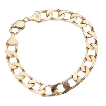 9ct Yellow Gold Curb Square Bracelet 8"