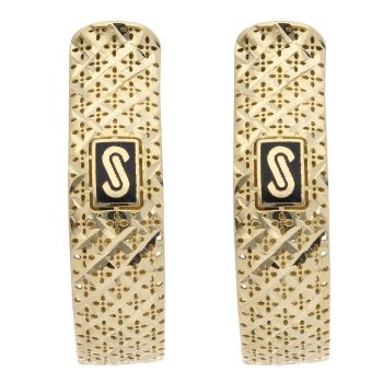 14ct Yellow Gold Monaco Classic Flex Patterned Hoop Earrings