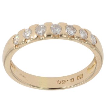 18ct Yellow Gold 0.50ct Brilliant Cut Diamond Half Eternity Ring