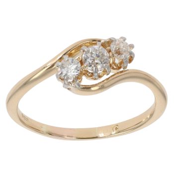 18ct Yellow Gold 0.35ct Brilliant Cut Diamond Trilogy Ring