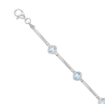 9ct White Gold Blue Topaz Bracelet 7"