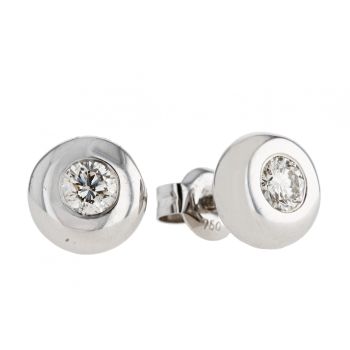 18ct White Gold 0.46ct Rub over Diamond Stud Earrings