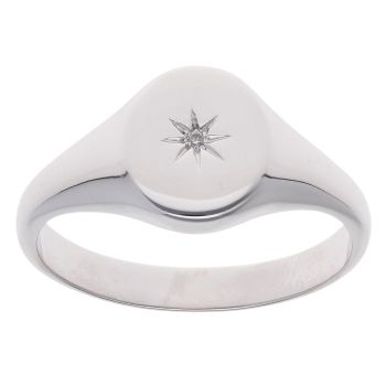 Silver Cubic Zirconia Signet Ring By Icesia