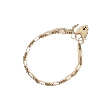 9ct Yellow Gold Heart Gate Bracelet 7"