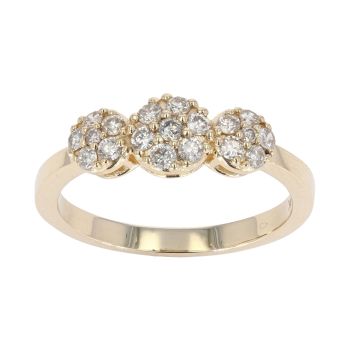 9ct Yellow Gold 0.43ct Diamond Triple Cluster Ring by Anya Belle