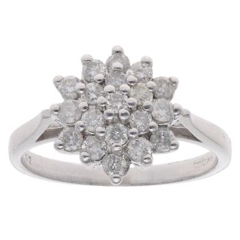 18ct White Gold 0.75ct Brilliant Cut Diamond Cluster Ring