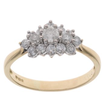 18ct Yellow Gold 1.00ct Diamond Cluster Ring