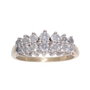 9ct Yellow Gold 1.00ct Diamond Cluster Ring
