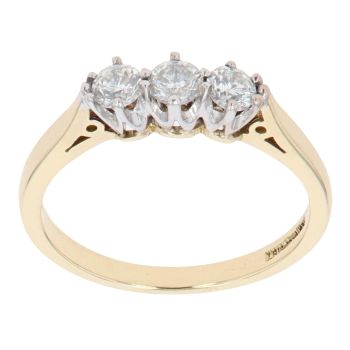 18ct Yellow Gold 0.50ct Diamond Trilogy Ring
