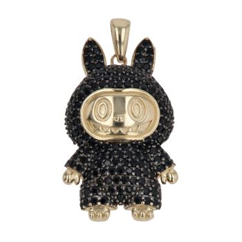 14ct Yellow Gold Black Gemstone Bunny Pendant
