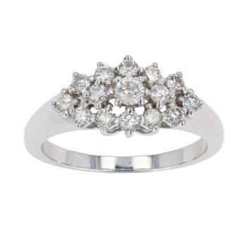 9ct White Gold 0.61ct Diamond Cluster Ring by Anya Belle