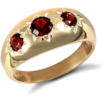9ct Yellow Gold Gents Garnet Ring