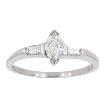 18ct White Gold 0.40ct Diamond Marquise Solitaire Ring