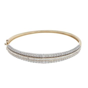 9ct Yellow Gold 3.00ct Brilliant and Princess Cut Diamond Bangle