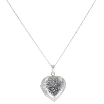 Silver Heart Locket Pendant and Chain 18" By Icesia