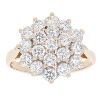 9ct Yellow Gold Cubic Zirconia Cluster Ring