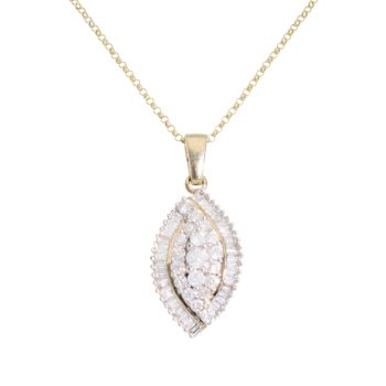 9ct Yellow Gold 0.50ct Diamond Pear Shaped Pendant and Chain 18"
