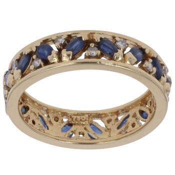 18ct Yellow Gold 0.30ct Diamond and Sapphire Openwork Band