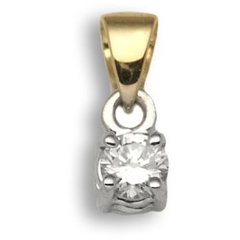 18ct Yellow and White Gold 0.10ct Diamond Solitaire Pendant