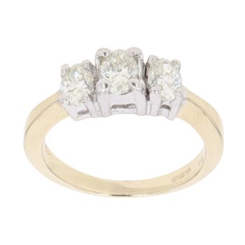 14ct Yellow Gold 1.15ct Oval Cut Diamond Trilogy Ring