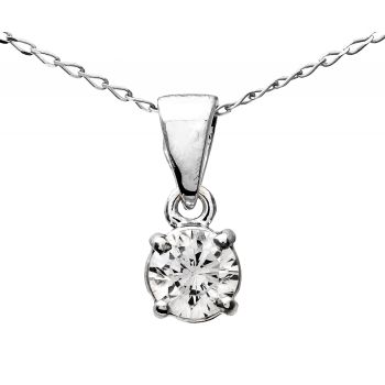 9ct White Gold 0.25ct Diamond Solitaire Pendant And Chain
