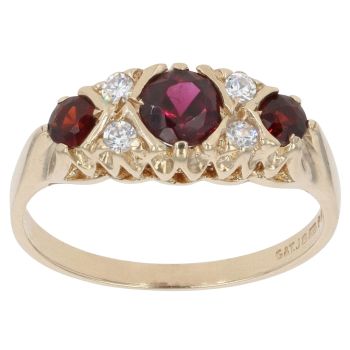 9ct Yellow Gold Cubic Zirconia and Garnet Dress Ring