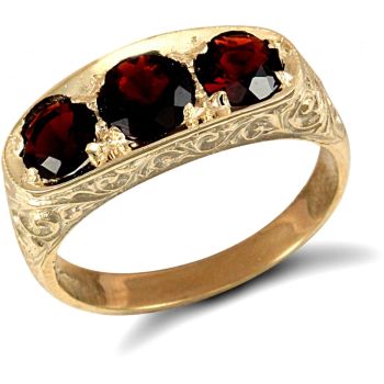 9ct Yellow Gold Gents Garnet Ring