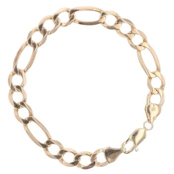 9ct Yellow Gold Figaro Bracelet 8"