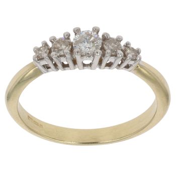 18ct Yellow Gold 0.25ct Brilliant Cut Diamond Five Stone Ring