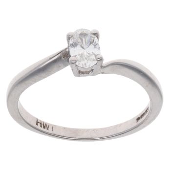 18ct White Gold 0.30ct Oval Cut Diamond Solitaire Ring