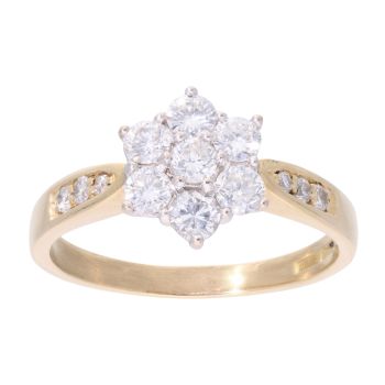 18ct Yellow Gold 1.00ct Diamond Cluster Ring