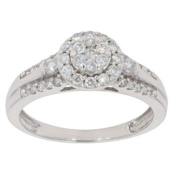 9ct White Gold Brilliant Cut 0.36ct Diamond Cluster Ring