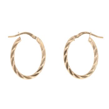 9ct Yellow Gold Patterned Hoop Earrings