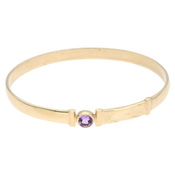 9ct Yellow Gold Amethyst Plain and Patterned Bangle