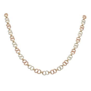 9ct Yellow White and Rose Gold Infinity Link Chain 20"