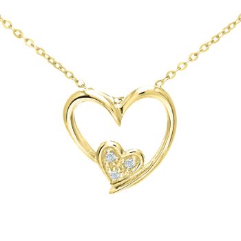 9ct Yellow Gold Diamond Heart Pendant Necklace