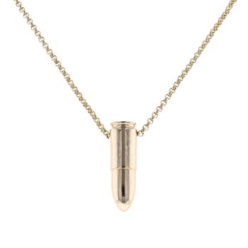 9ct Yellow Gold Bullet Pendant and Belcher Chain 22"