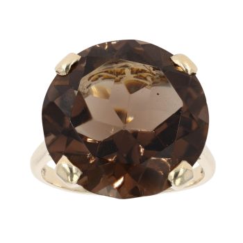 9ct Yellow Gold Smoky Quartz Single Stone Ring