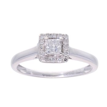 9ct White Gold Square 0.33ct Diamond Cluster Ring