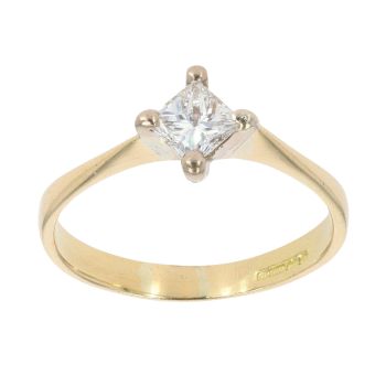 18ct Yellow Gold 0.50ct Princess Cut Diamond Solitaire Ring