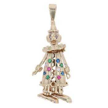 9ct Yellow Gold Multi-Gemstone Clown Pendant