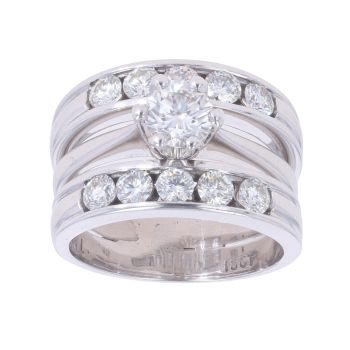 18ct White Gold Three Row 1.30ct Diamond Ring