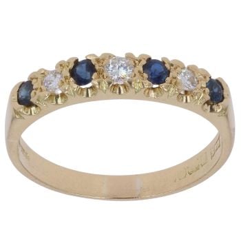 18ct Yellow Gold 0.15ct Diamond and Sapphire Ring