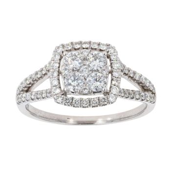 18ct White Gold 1.00ct Diamond Cluster Ring