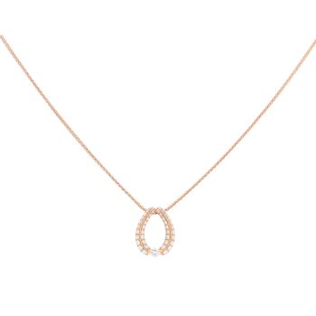 18ct Rose Gold 0.45ct Brilliant Cut Diamond Horseshoe Pendant And Chain 16"