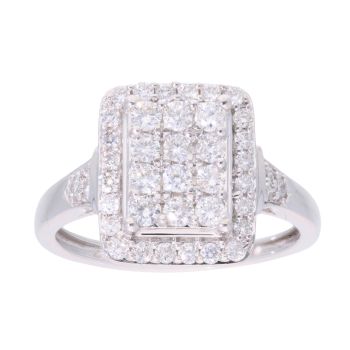 9ct White Gold 0.70ct Diamond Cluster Ring