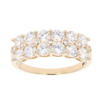 9ct Yellow Gold Two Row Cubic Zirconia Ring