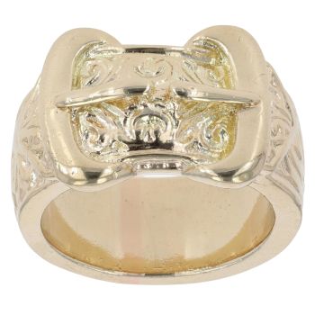9ct Yellow Gold Patterned Double Buckle Ring