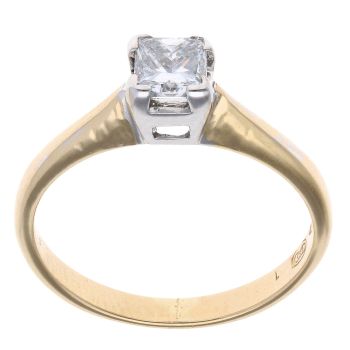 18ct Yellow Gold 0.46ct Princess Cut Diamond Solitaire Ring
