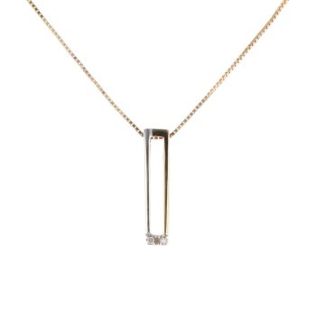 9ct Yellow And White Gold 0.02ct Diamond Pendant And Chain 18"